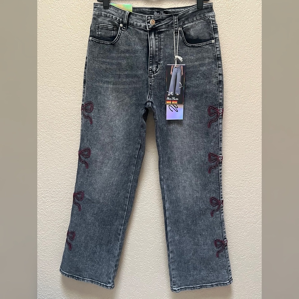 Blue Haven Mid Rise Wide Leg Jeans Juniors Size-7
